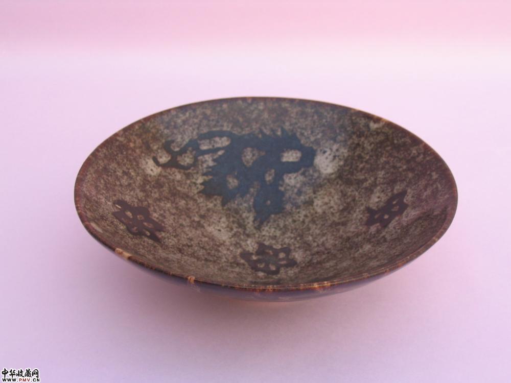 南宋吉州窑鹧鸪斑双凤盏