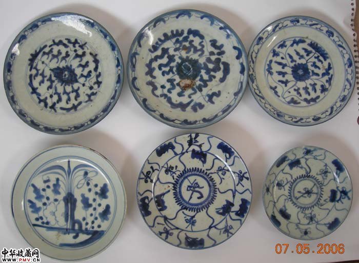 清中***青花盘六只
