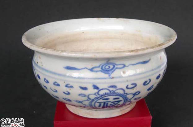 晚清**青花福字纹小香炉