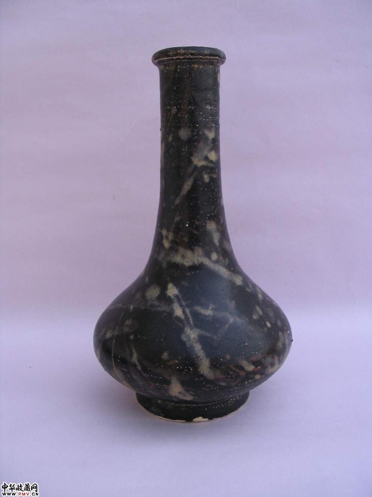 南宋吉州窑玳瑁釉长颈瓶