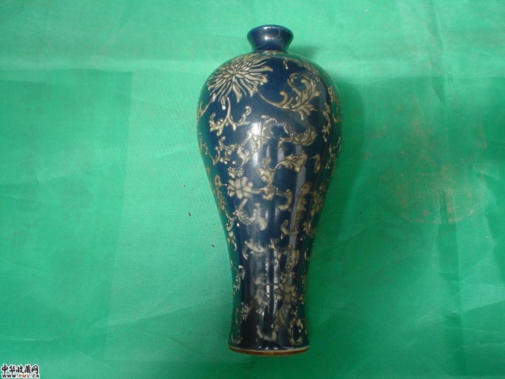 清塑瓷兰釉瓶