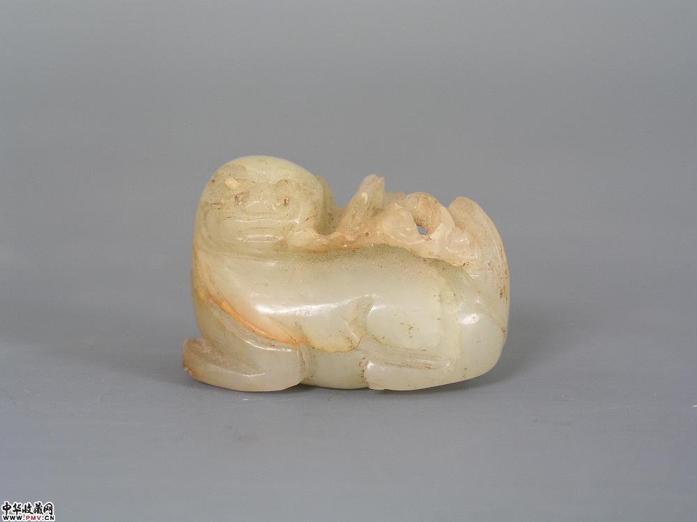 清白玉巧雕火麒麟