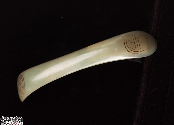 清 青玉寿字簪子