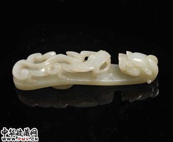 明 和田白玉籽料龙钩