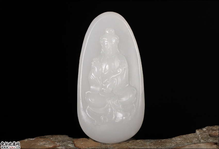 新疆和田料 羊脂白玉 观音挂件36g 玉质细腻油润 雕工精美