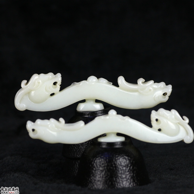 和田玉白玉之双龙摆件92.65g