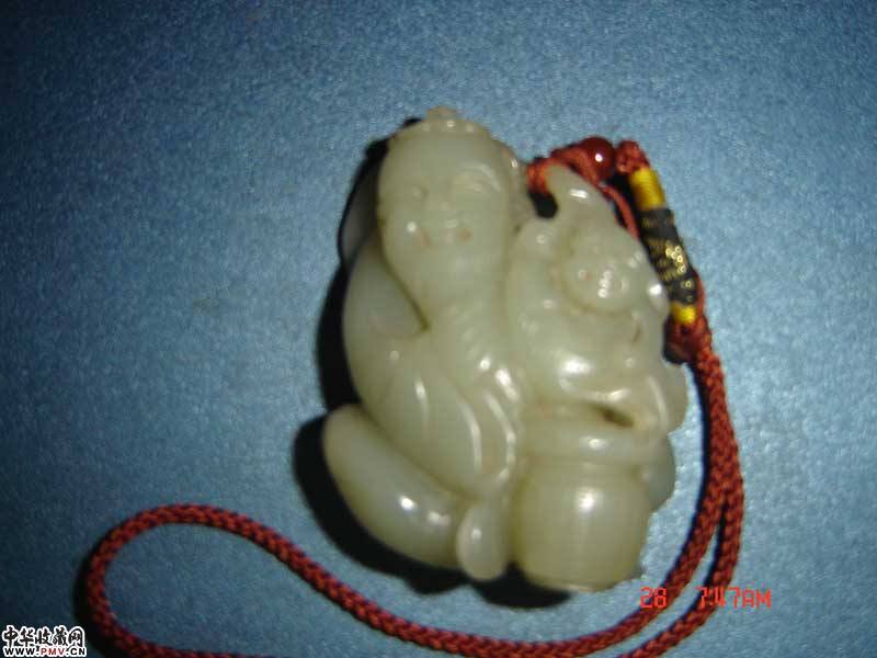 清代青白玉和合二仙
