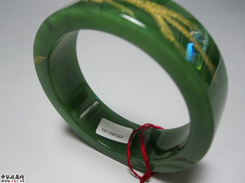 447-1 和田碧玉漂金富贵吉祥镯子