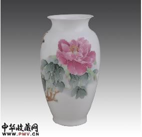 富贵太平礼品花瓶（红），醴陵釉下五彩汾水花瓶