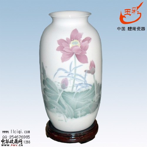 和谐天下冬瓜瓶，荷花花瓶，醴陵釉下五彩