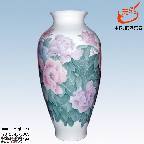 牡丹花瓶，醴陵釉下五彩花瓶