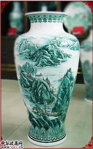 潇湘夜雨，潇湘八景花瓶，陈列于人民大会堂