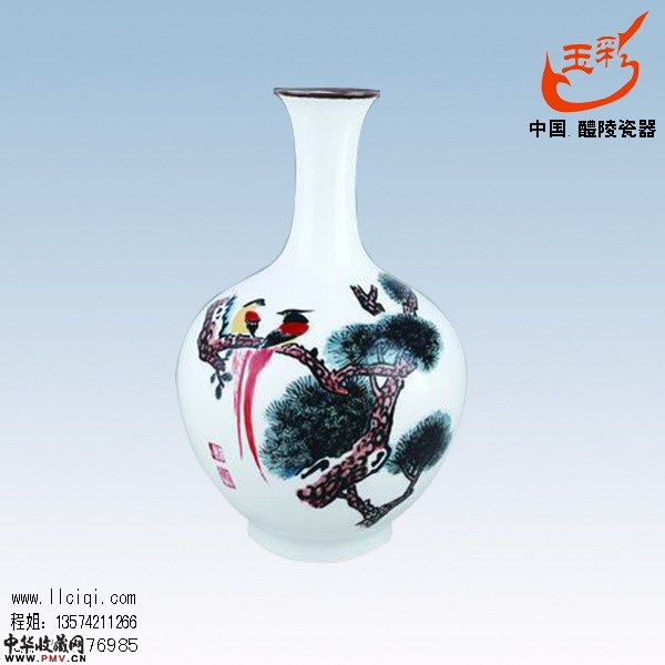 松树寿带，中国陶瓷艺术大师邓文科作品