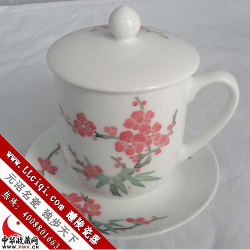 常委杯碟：梅竹常委杯碟，高档的瓷杯，醴陵杯子，釉下杯子，手绘杯子  赞