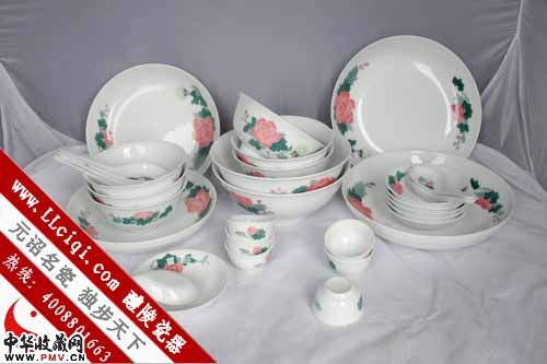 餐饮美瓷：红芙蓉30头餐具