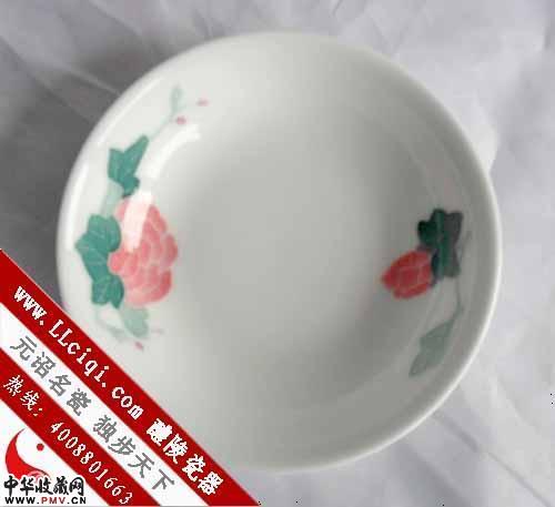 醴陵釉下五彩瓷，红芙蓉4寸调托