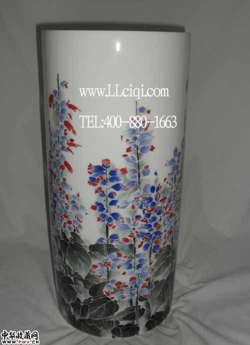 彭玲作品~一串红剑筒，H50CM，彭玲大师作品，中国陶瓷艺术大师作品  赞