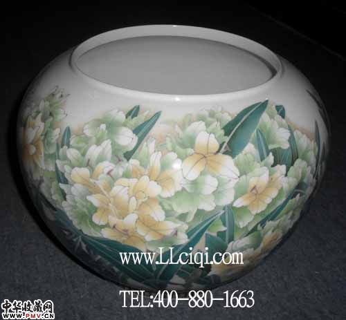 彭玲作品：花缸（绿），直径26CM，中国陶瓷艺术大师作品  赞