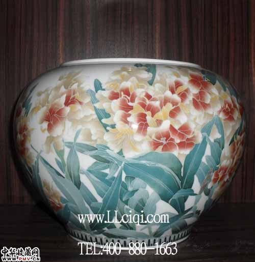 彭玲作品：花缸（红），醴陵名家作品，中国陶瓷艺术大师作品  赞