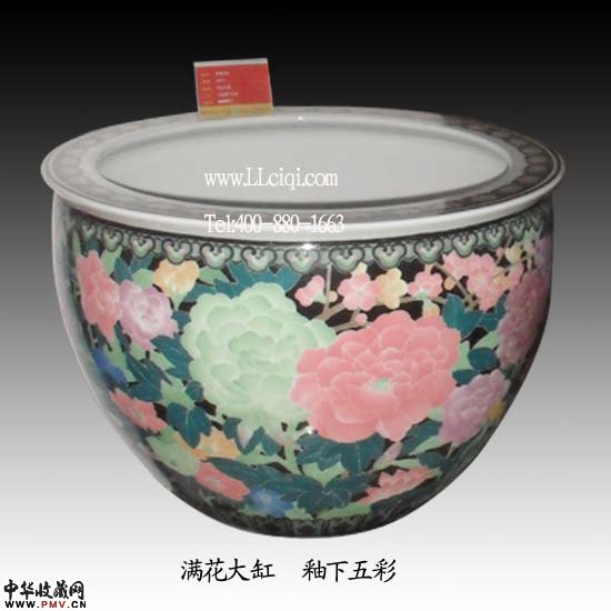 满花大缸 釉下五彩，满花大缸 釉下五彩