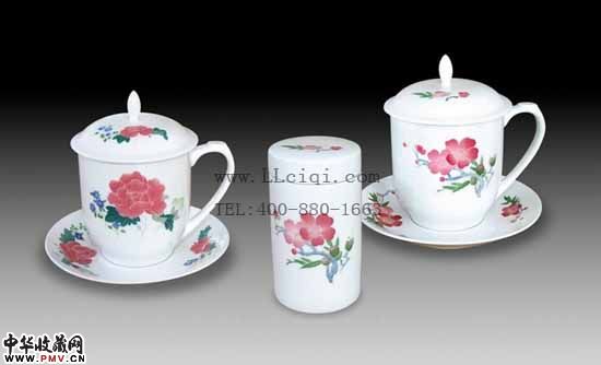 醴陵毛瓷五件套，高档釉下五彩手绘瓷器，高档礼品瓷