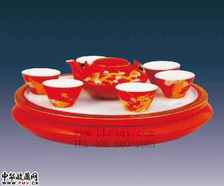 龙凤呈祥8头圆满功夫茶具，醴陵陶瓷龙茶具，龙年醴陵礼品茶具，陶瓷龙年茶具，龙年陶瓷醴陵茶具，红官窑龙茶具礼品，红官窑龙年瓷茶具，红官窑新品茶具，红官窑新品龙图茶具