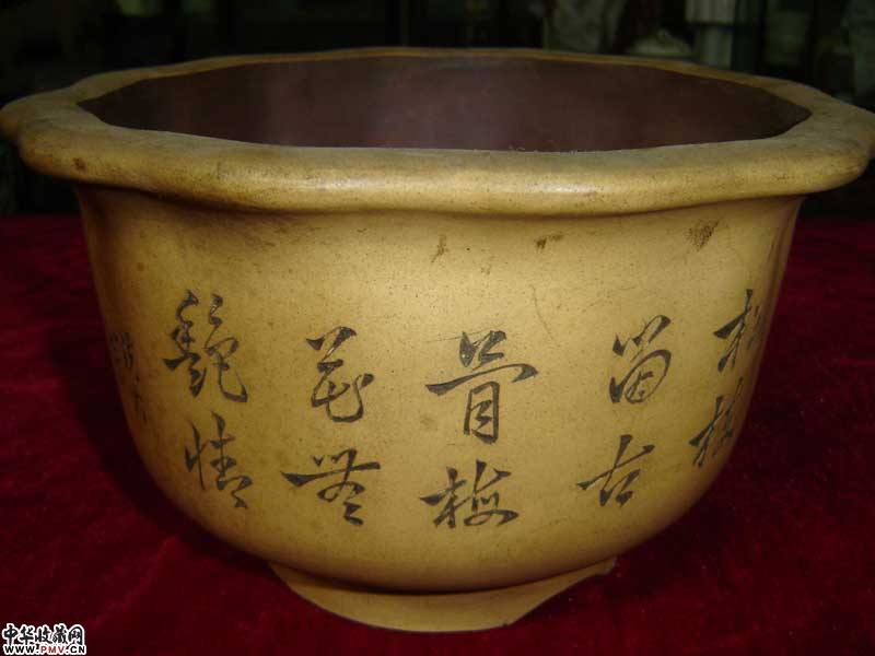 清末名家潢大紫砂花盆