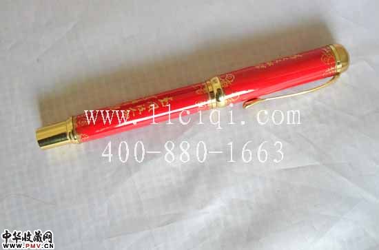 中国红，真瓷笔，中国红瓷金笔，真瓷笔，金签字笔，中国红瓷签字笔，货号：1741
