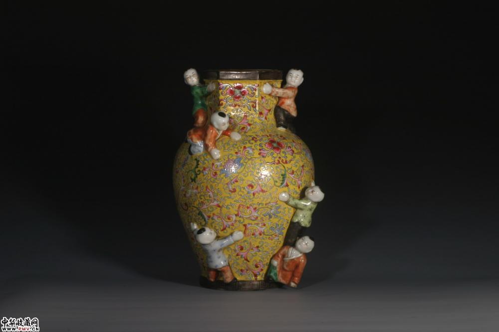 文革.粉彩婴戏罐