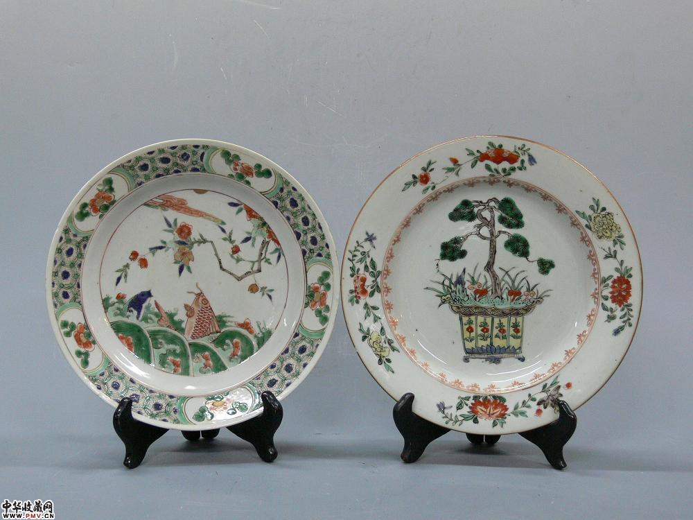 清康熙景德镇窑五彩碟（两只）
