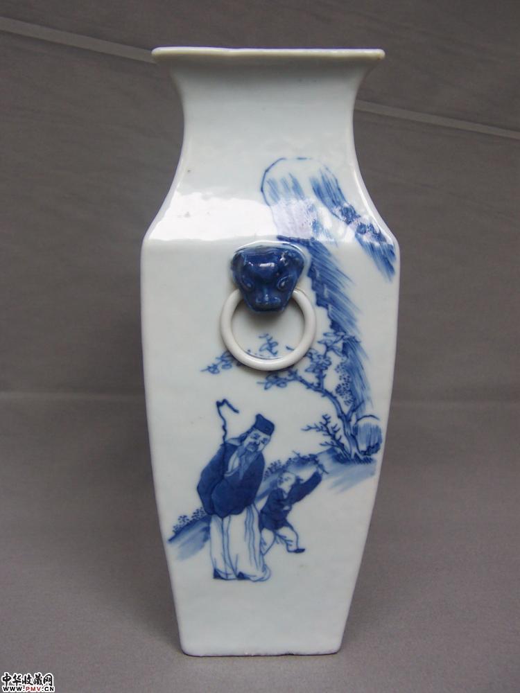 清*梅兰竹菊人物方瓶