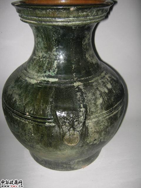 汉绿釉双铺兽三旋纹黄釉口瓶已售藏家展厅收藏资讯|艺术家|书画家|书画