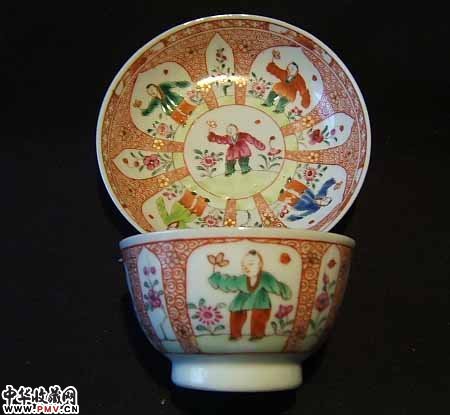 乾隆粉彩婴戏茶具一套