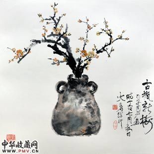 周正平《古瓶新梅》