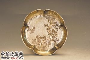 宋 月影梅纹银盘