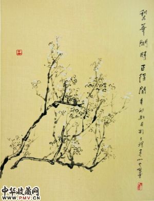 也墨此次展览中的花卉作品。