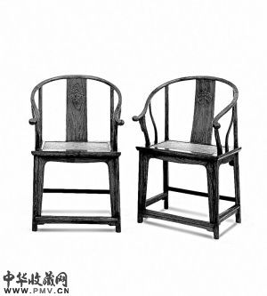 一对黄花梨圈椅将于３０日在恭王府展出。（嘉德供图）