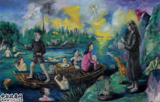 李劲松作品《渡》布面油画 300cmx190cm 2009年