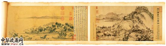 6.4米长的《无用师卷》(左图为部分)与0.51米长的《剩山图》(右图)将于下月起在台北故宫博物院合璧展出。