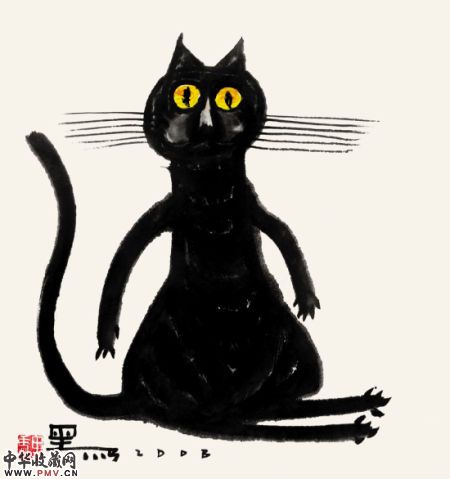 黑马瓷板画:肥猫
