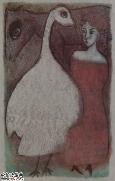 《耳语》 石版画 2000