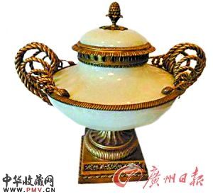 仿宋哥窑包铜装饰盖瓶