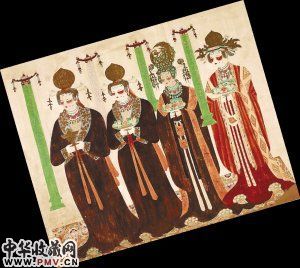 展览展出的第61窟女供养人像。（图片由关山月美术馆提供）。