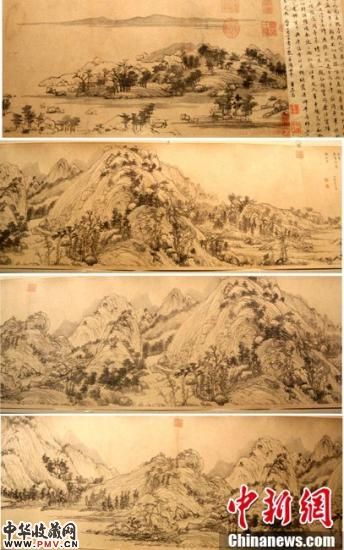 6月1日,深受两岸瞩目的“山水合璧――黄公望与富春山居图特展”在台北故宫博物馆举行。在本次合璧大典中,最受关注的就是《富春山居图》前段“剩山图”与后段“无用师卷”实现360年来的首次合璧。《富春山居图》前段称《剩山图》,现藏浙江省博物馆;后段较长称《无用师卷》,现藏台北故宫博物院。(视频截图)