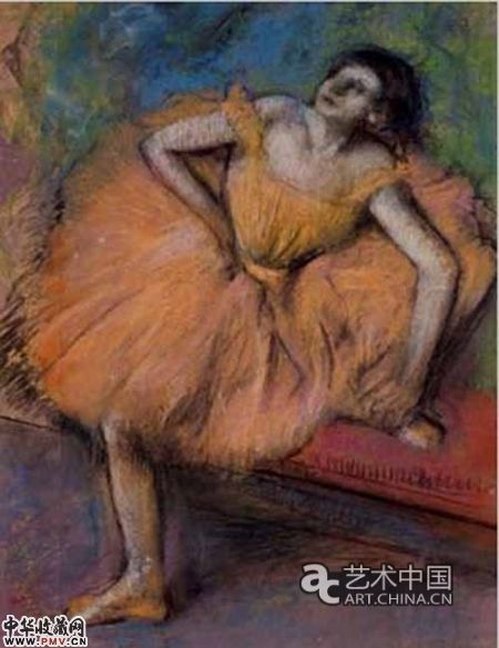 德加《坐着的舞者》1894年色粉画。