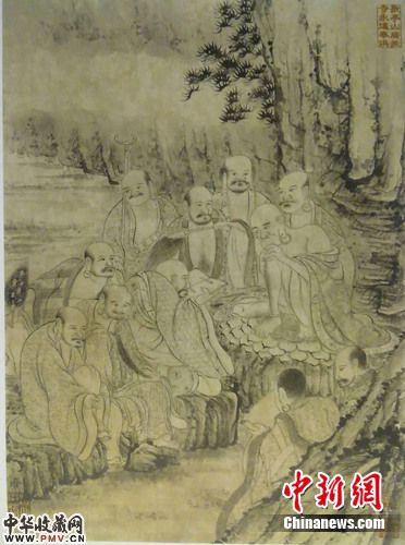 《石涛罗汉百页图册》中的一幅画作