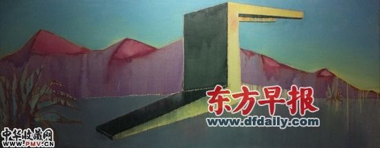 成都双年展上毛旭辉的作品《倒下的椅子和干涸的河床》。艺术展上的画家们多试图从传统风格中汲取营养。