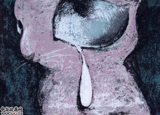 猫家呓语【眼泪】54x40cm油印网版.2007