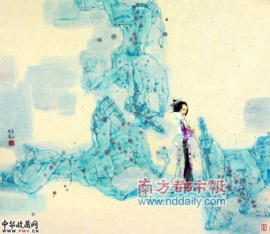 联展上已被认购的画作：苏茂隆的作品《女人与马之三角》。