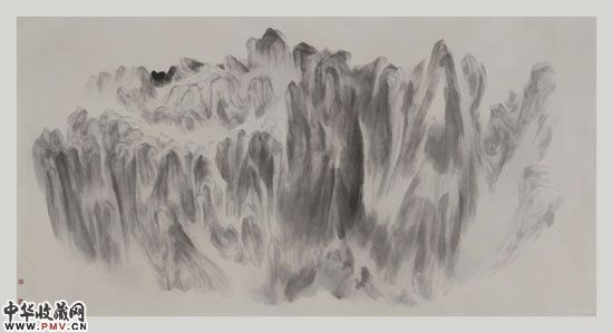 徐龙森山水画《莲花生峰》